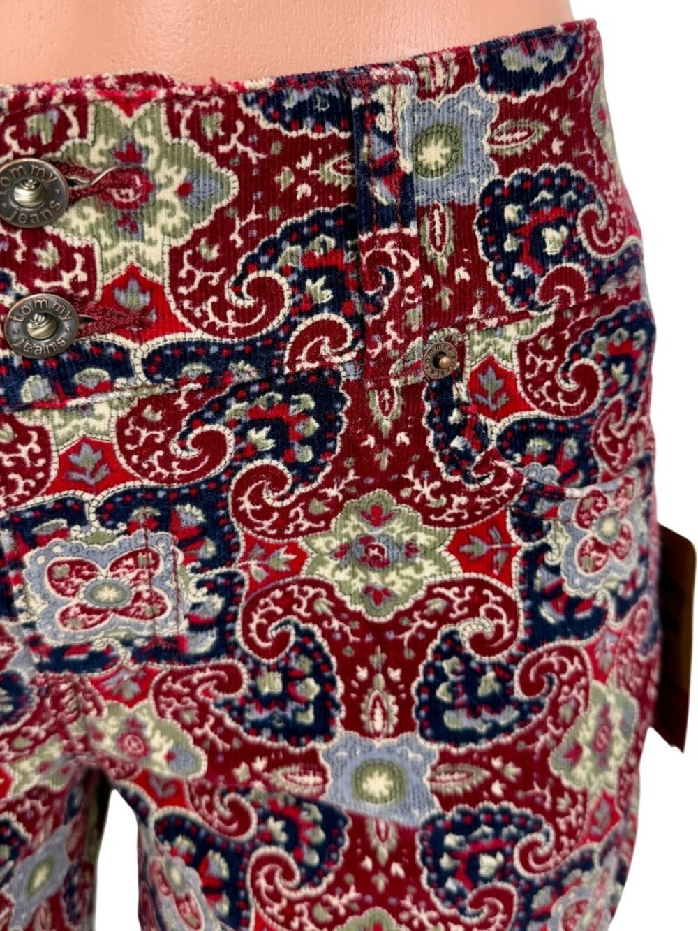 VTG NWT Tommy Hilfiger Paisley Floral Wide Leg Corduroy Jeans | Boho Grunge Y2K - Picture 6 of 16